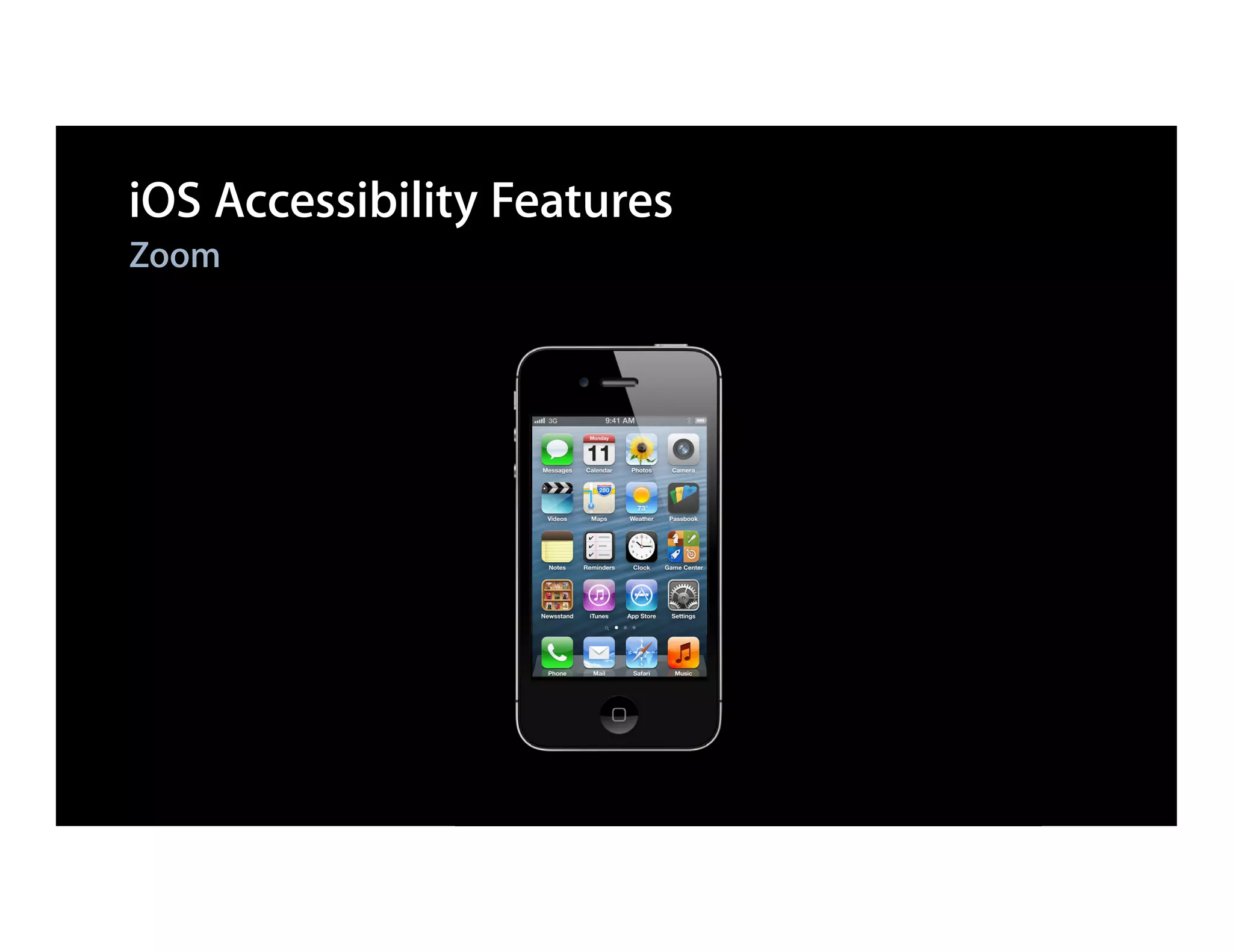 iOS Accessibility Features
Zoom
 