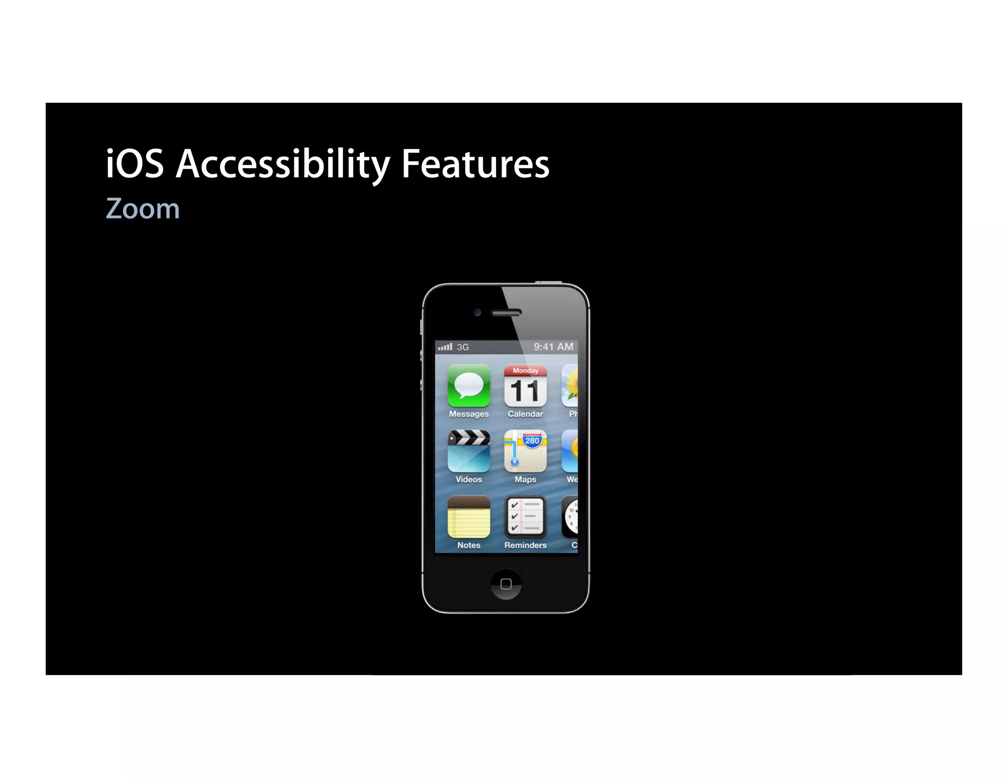 iOS Accessibility Features
Zoom
 