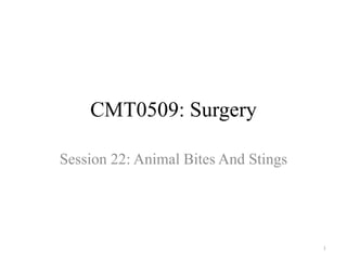 CMT0509: Surgery
Session 22: Animal Bites And Stings
1
 