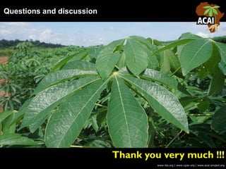 Thank you very much !!!
Questions and discussion
www.iita.org | www.cgiar.org | www.acai-project.org
 