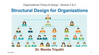 Structural Design for Organizations
Organizational Theory & Design : Session 2 & 3
Dr. Mamta Tripathi
09-10-2023 1
 