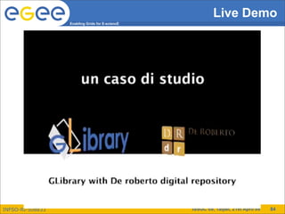 Live Demo
                  Enabling Grids for E-sciencE




INFSO-RI-508833                                  ISSGC’09, Taipei, 21st April 09   84
 