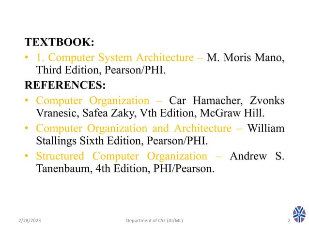 CS304PC:Computer Organization and Architecture Session 25 Asynchronous ...