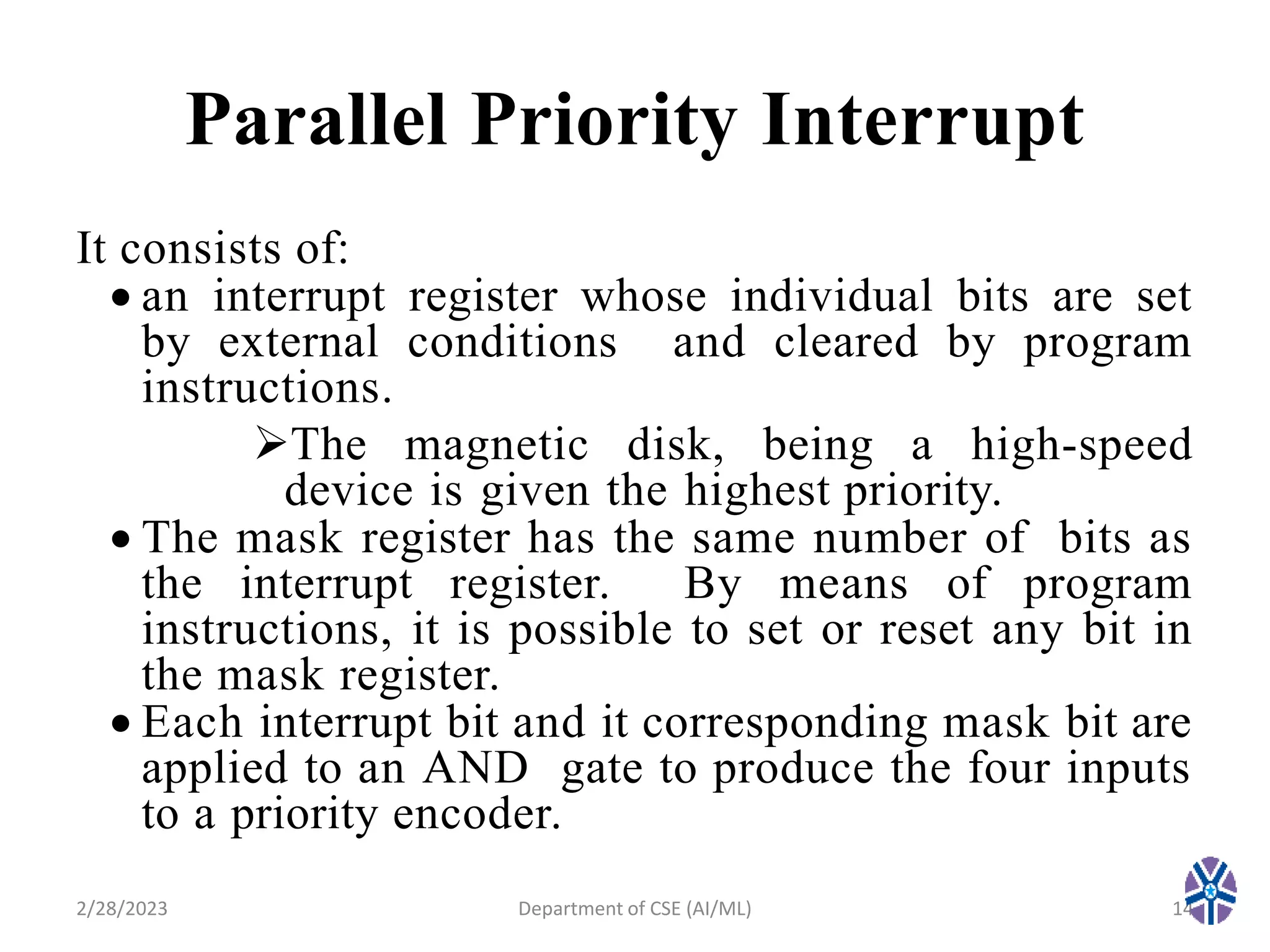 CS304PC: Computer Organization and Architecture Session 27 priority ...