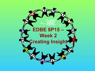 EDBE 8P15 –
Week 2
Creating Insight
 