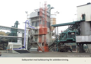 Transportforum 2011 Föryngring/pty

Dalbyverket med kalldosering för asfaltåtervinning.                        4
 