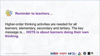 Session 2A HOTS (Higher Order Thinking Skills) and SOLO in the ...