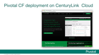 © Copyright 2014 Pivotal. All rights reserved. 12
Pivotal CF deployment on CenturyLink Cloud"
 