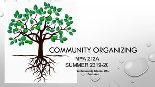COMMUNITY ORGANIZING
MPA 212A
SUMMER 2019-20
Jo Balucanag Bitonio, DPA
Professor
 