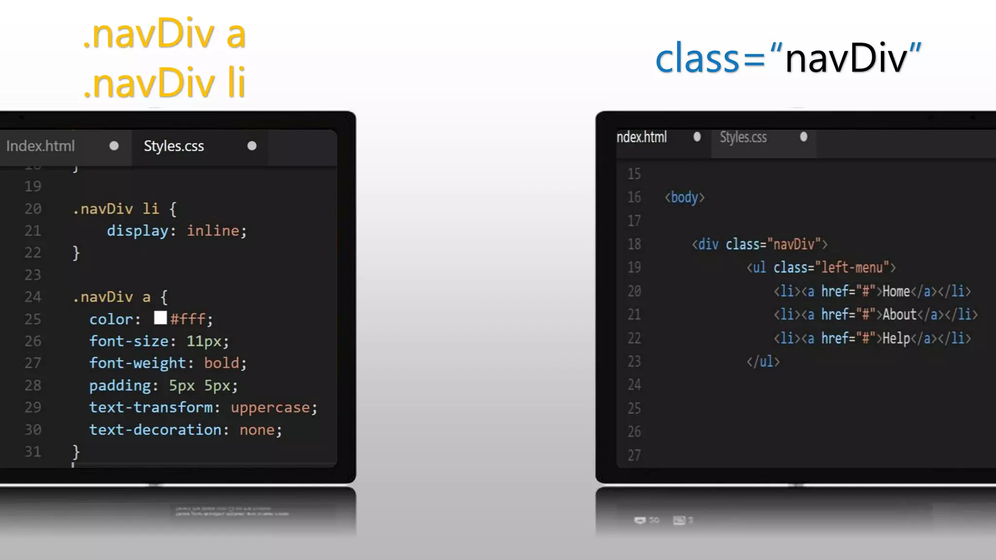 class=“navDiv” .navDiv a .navDiv li 