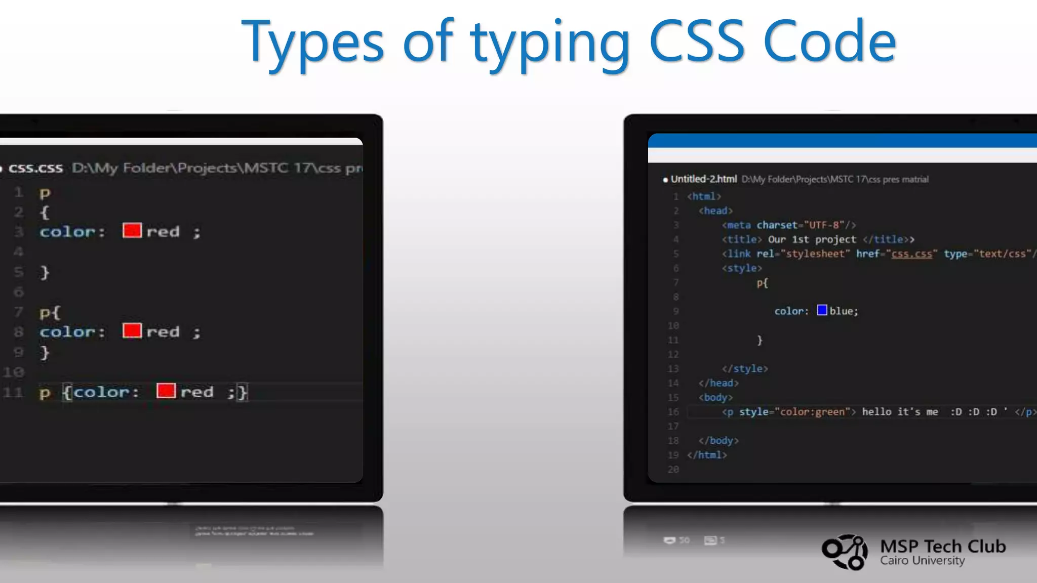 Types of typing CSS Code 
