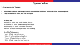 Types of values for the student bba and mba | PPTX