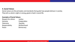 Society Values Examples Types of values for the student bba and mba | PPTX