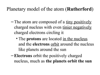 Planetary Model By Rutherford Ritism Session 2 Description of an Atom. as applied to inorganic chemistry in ...