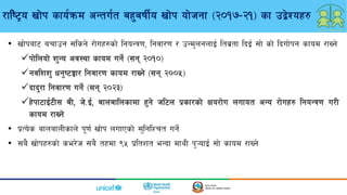 /fli]6«o vf]k sfo{qmd cGtu{t ax'aifL{o vf]k of]hgf -@)!&–@!_ sf på]Zox?
• vf]kaf6 arfpg ;lsg] /f]ux?sf] lgoGq0f, lgjf/0f / pGd'ngnfO{ ltj|tf lbO{ ;f] sf] lbuf]kg sfod /fVg]
✓kf]lnof] z'Go cj:yf sfod ug]{ -;g @)!)_
✓gjlzz' wg'i6‹f/ lgjf/0f sfod /fVg] -;g @))%_
✓bfb'/f lgjf/0f ug]{ -;g @)@#_
✓x]kf6fO{6L; aL, h]=O{, afnaflnsfdf x'g] hl6n k|sf/sf] Ifo/f]u nufot cGo /f]ux? lgoGq0f u/L
sfod /fVg]
• k|To]s afnafnLsfn] k"0f{ vf]k nufPsf] ;'lglZrt ug]{
• ;a} vf]kx?sf] se/]h ;a} txdf (% k|ltzt eGbf dfyL k'¥ofO{ ;f] sfod /fVg]
 