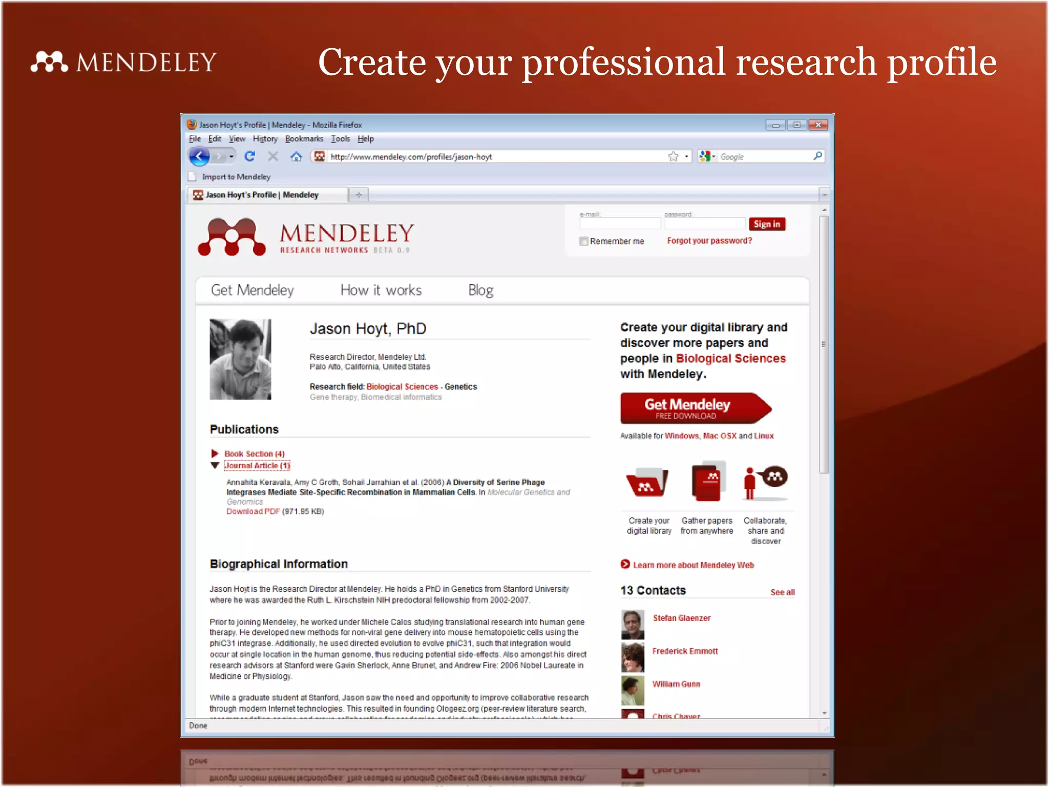 Create your professional research profile
 