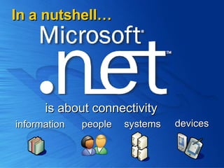 In a nutshell… is about connectivity people information systems devices 