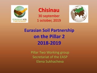 Eurasian Soil Partnership
on the Pillar 2
2018-2019
Chisinau
30 september
1 october, 2019
Pillar Two Working group
Secretariat of the EASP
Elena Sukhacheva
 