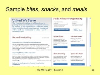 Sample  bites ,  snacks , and  meals 