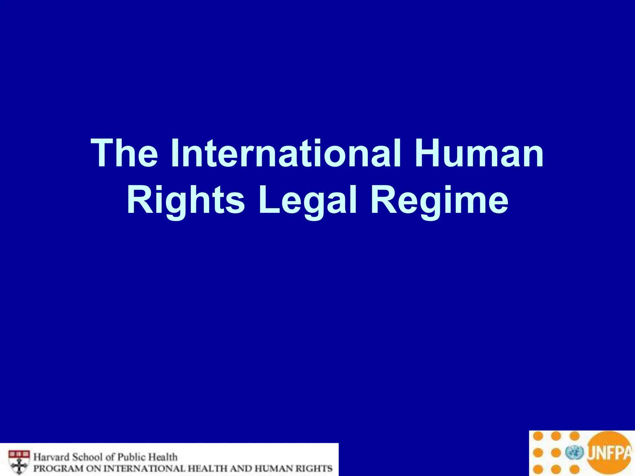 The International Human
Rights Legal Regime
 