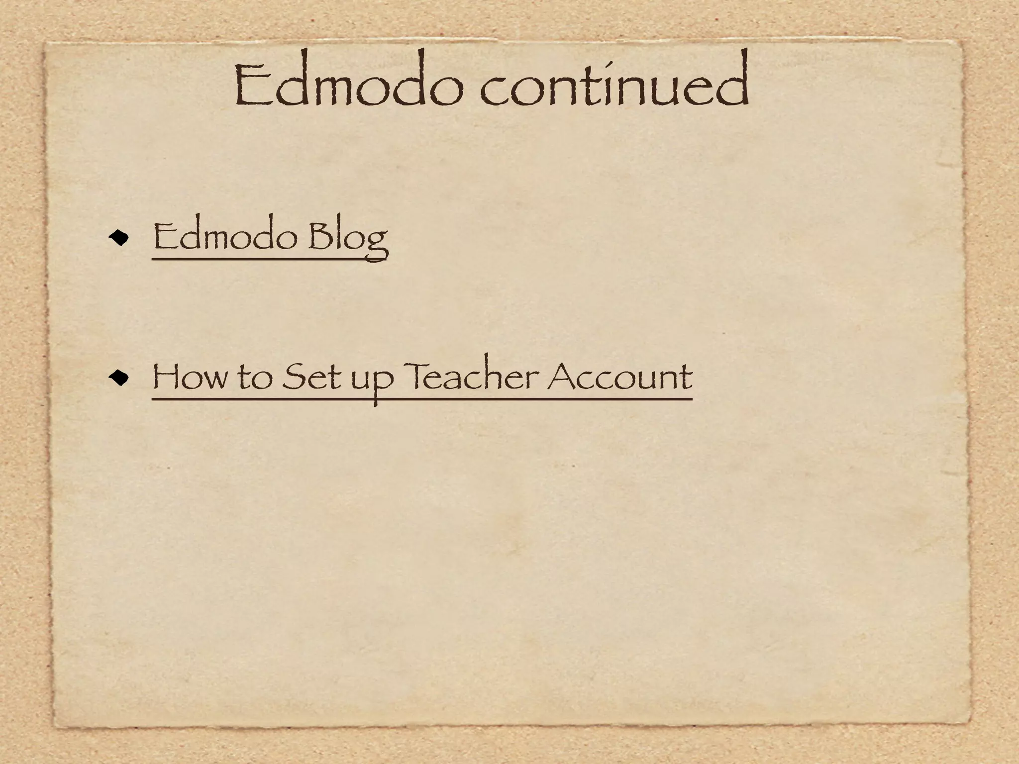 Edmodo continued

Edmodo Blog


How to Set up Teacher Account
 