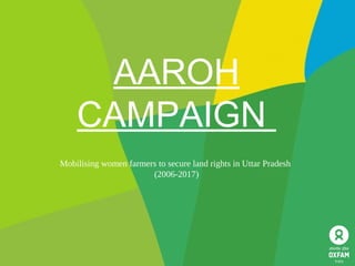 AAROH
CAMPAIGN
Mobilising women farmers to secure land rights in Uttar Pradesh
(2006-2017)
 