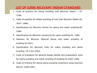 LIST OF SOME RELEVANT INDIAN STANDARD
 
