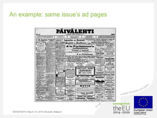 An example: same issue’s ad pages
DATeCH2019, May 8–10, 2019, Brussels, Belgium
 