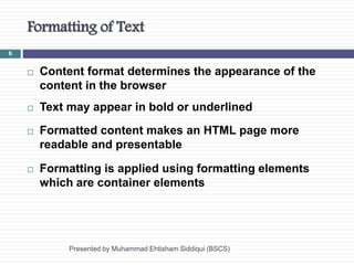Formatting of a Text in Html (Session 3) | PPTX