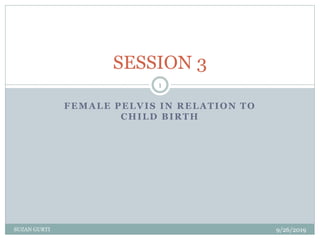 FEMALE PELVIS IN RELATION TO
CHILD BIRTH
9/26/2019SUZAN GURTI
1
SESSION 3
 