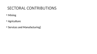 SECTORAL CONTRIBUTIONS
• Mining
• Agriculture
• Services and Manufacturing]
 