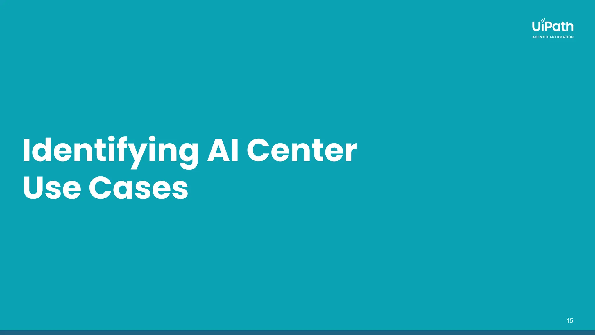 15
Identifying AI Center
Use Cases
 
