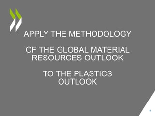 APPLY THE METHODOLOGY
OF THE GLOBAL MATERIAL
RESOURCES OUTLOOK
TO THE PLASTICS
OUTLOOK
8
 