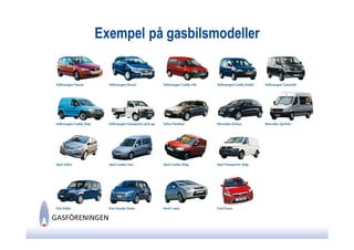 Exempel på gasbilsmodeller
 