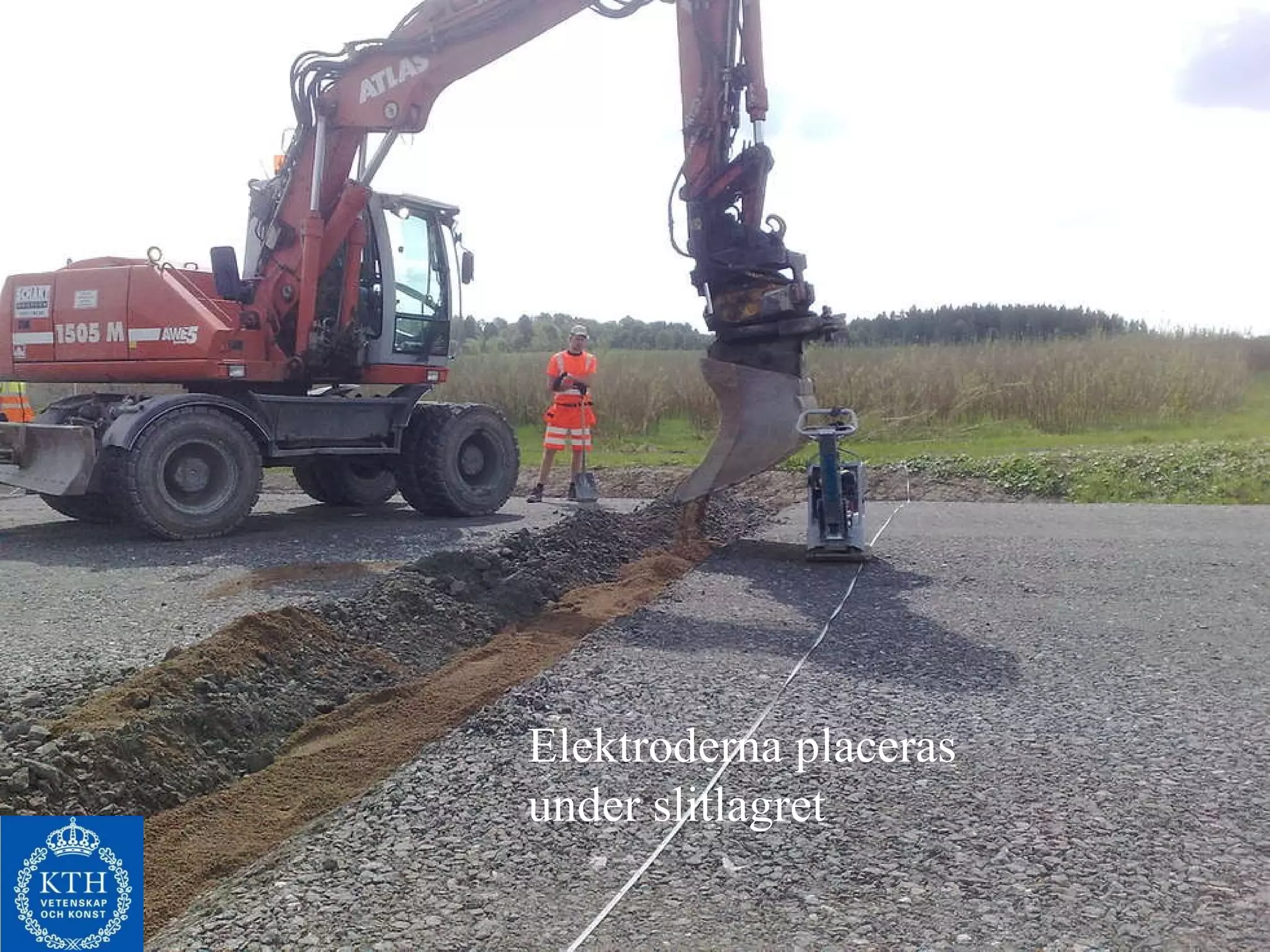 Elektroderna placeras under slitlagret 