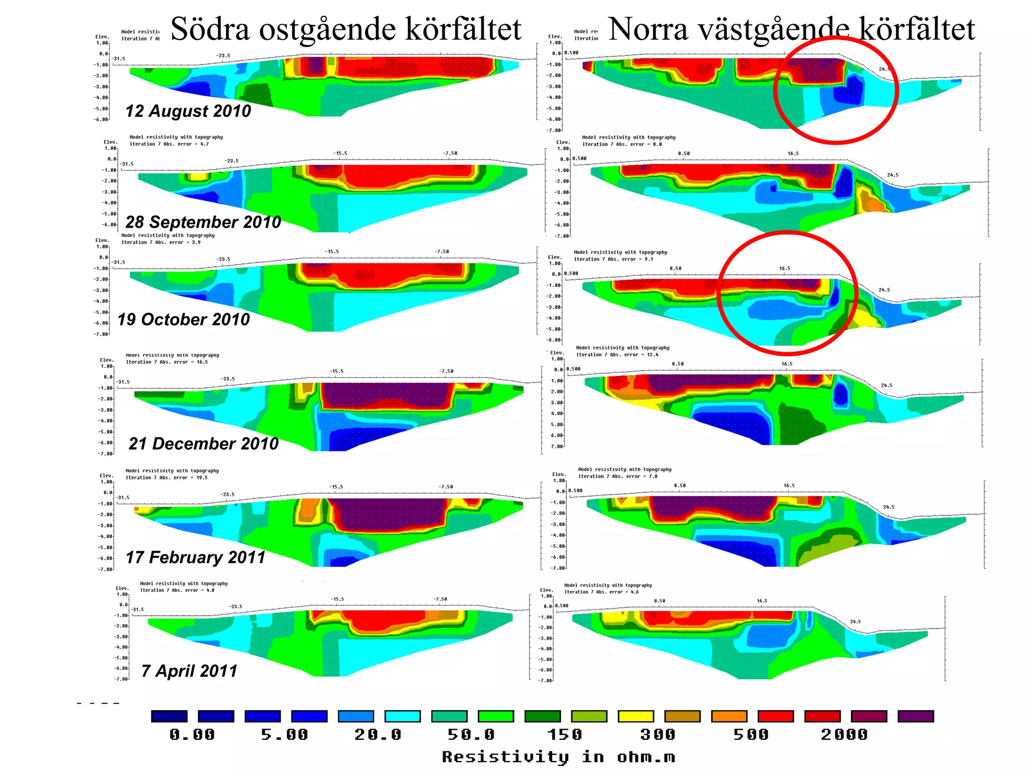 21 December 2010 17 February 2011 7 April 2011 Södra ostgående körfältet Norra västgående körfältet 28 September 2010 19 October 2010 12 August 2010 