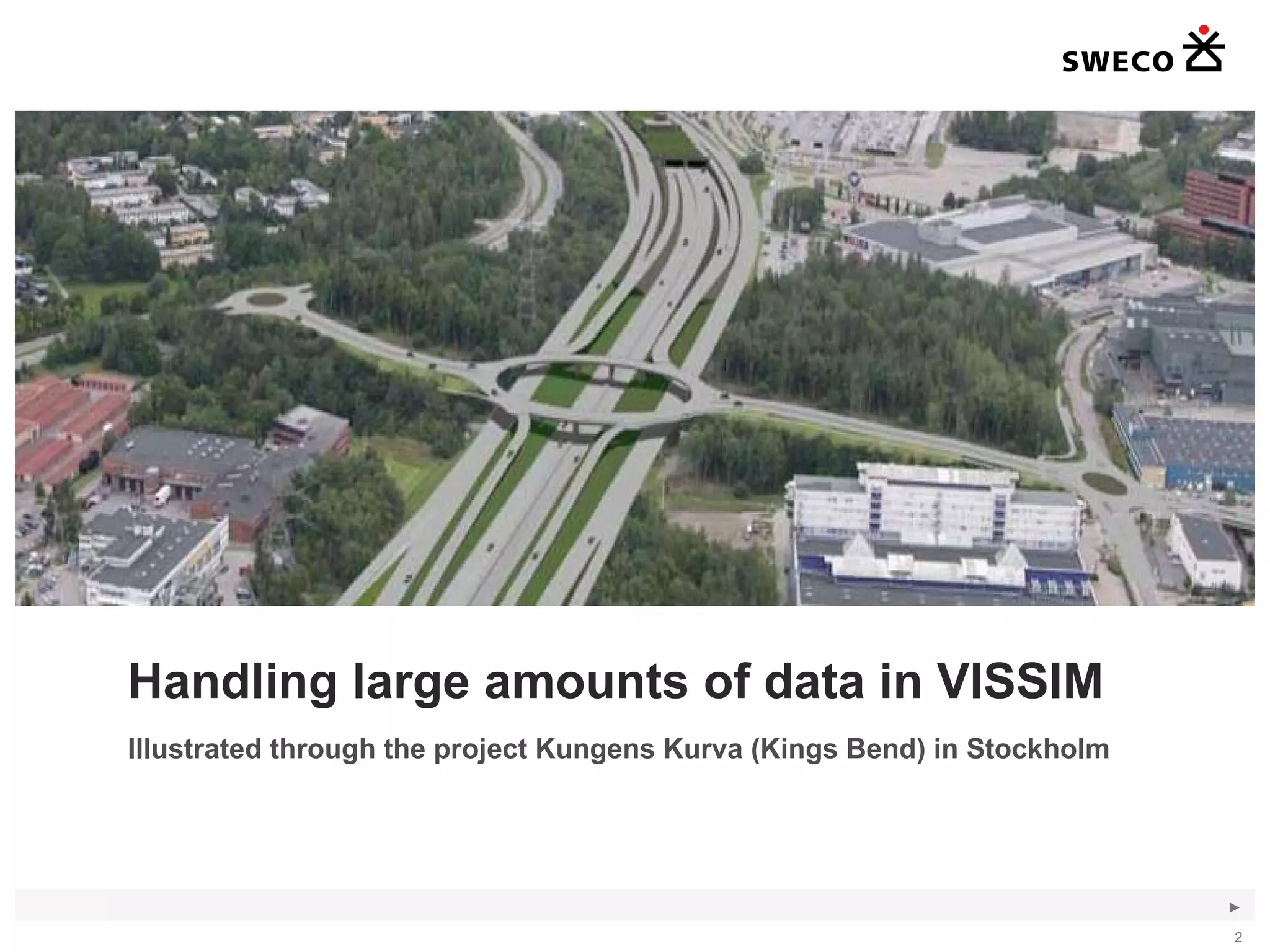 Handling large amounts of data in VISSIM Illustrated through the project Kungens Kurva (Kings Bend) in Stockholm Picture space – Select Insert Picture (from file) 