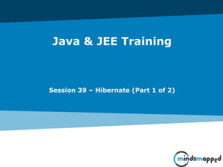 Java & JEE Training
Session 39 – Hibernate (Part 1 of 2)
 