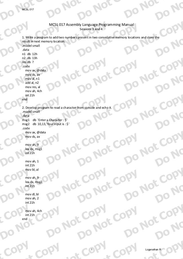 Assembly Language Program To Read A String And Display Assembly Language Program To Read A String And Display