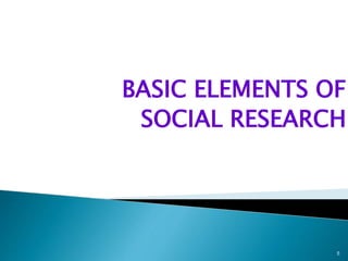 BASIC ELEMENTS OF
SOCIAL RESEARCH
5
 