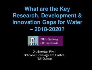What are the Key
Research, Development &
Innovation Gaps for Water
– 2018-2020?
Dr. Brendan Flynn
School of Sociology and Politics,
NUI Galway
 