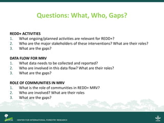 Improving MRV practices – enhancing the role of  communities and improving multi-level collaboration