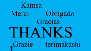 Kamsa
Obrigado
Merci
Gracias

THANKS
Grazie

terimakashi

 