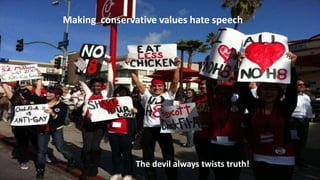 Making conservative values hate speech
The devil always twists truth!
 