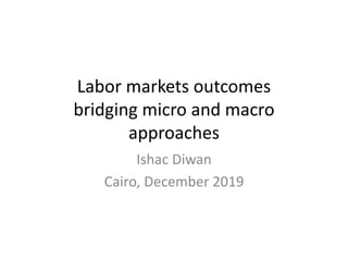 Labor markets outcomes
bridging micro and macro
approaches
Ishac Diwan
Cairo, December 2019
 