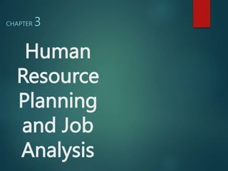 Human
Resource
Planning
and Job
Analysis
CHAPTER 3
 