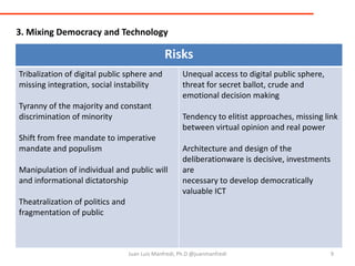 9Juan Luis Manfredi, Ph.D @juanmanfredi3. Mixing Democracy and Technology