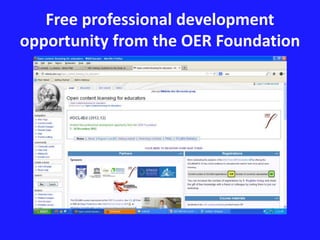 Free professional development 
opportunity from the OER Foundation 
 