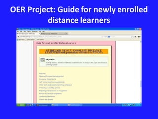 OER Project: Guide for newly enrolled 
distance learners 
 