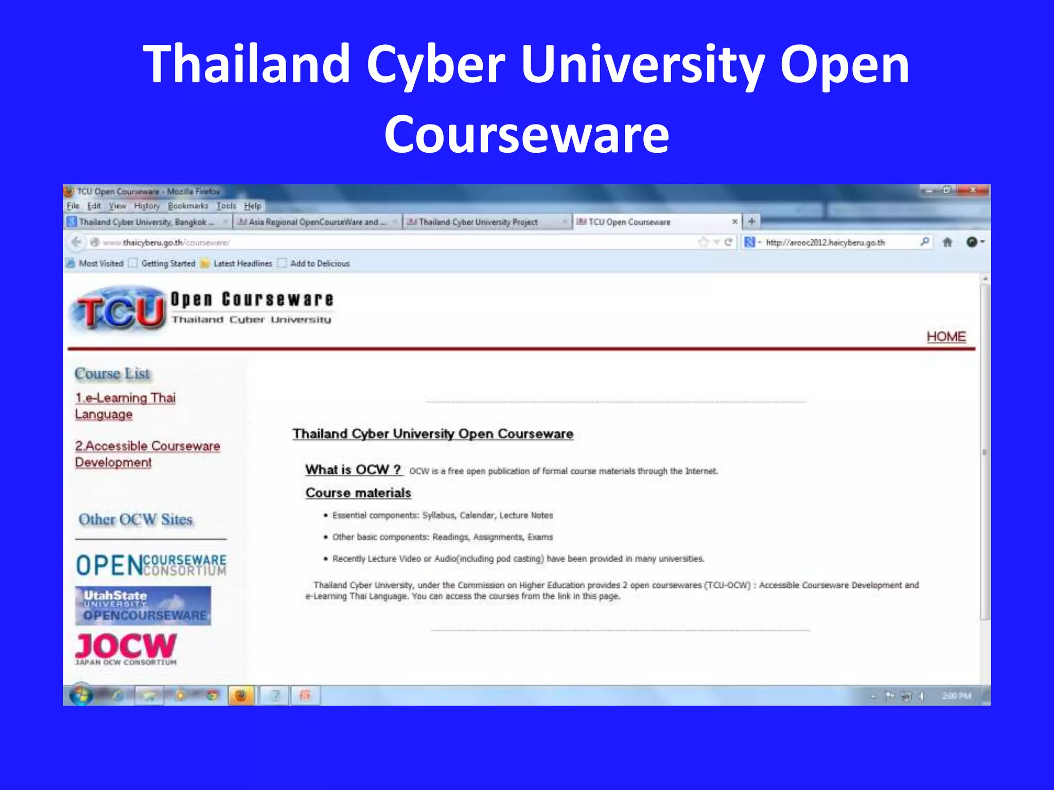 Thailand Cyber University Open
Courseware